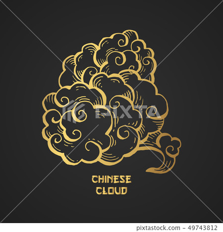 Chinese Gold Clouds and wind blows isolated illustration Chinese Gold Clouds and wind blows isolated illustration 49743812
