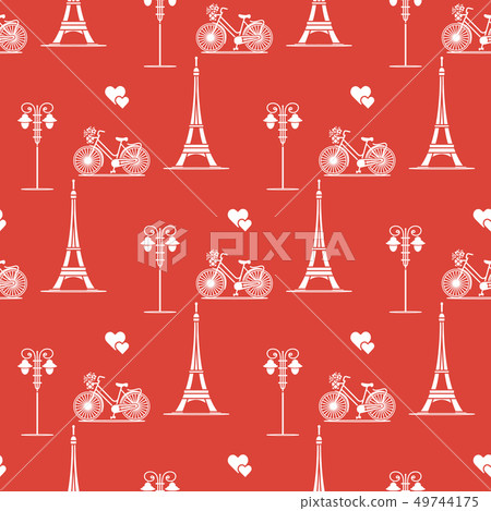 Paris Seamless pattern. Symbols and landmarks. 49744175