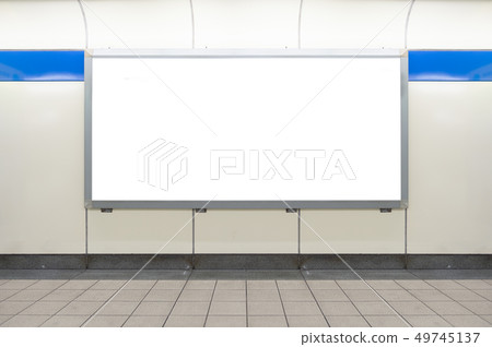 Large blank billboard on a street wall, banners 49745137