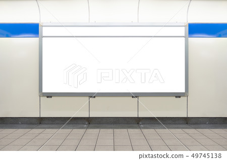 Large blank billboard on a street wall, banners 49745138