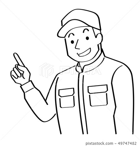 A young man wearing a pointing hat and cover (sign pen style line drawings only) A young man wearing a pointing hat and cover (sign pen style line drawings only) 49747482