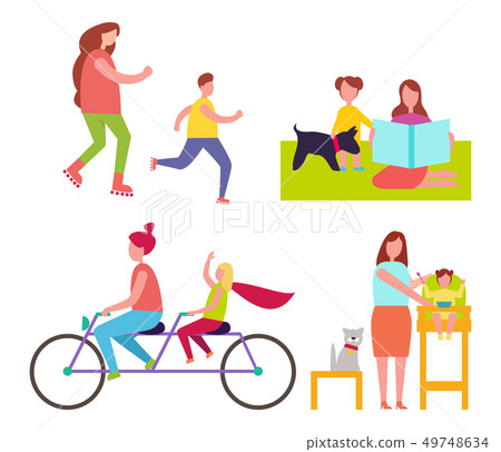 Mothers and Children Collection of Illustrations Mothers and Children Collection of Illustrations 49748634
