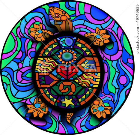Colorful Mesoamerican Turtle for UV tattoo design Colorful Mesoamerican Turtle for UV tattoo design 49749689