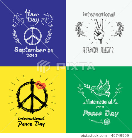 Set of Colored Posters for International Peace Day 49749909