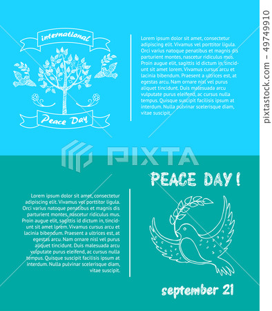 Peace Day Symbols Pigeon with Olive Branch Tree 49749910