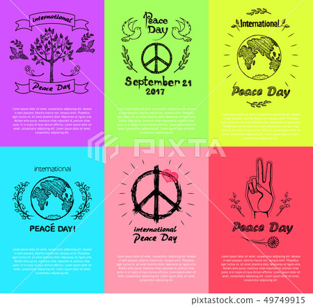 Set of Posters for Peace Day Vector Illustration 49749915