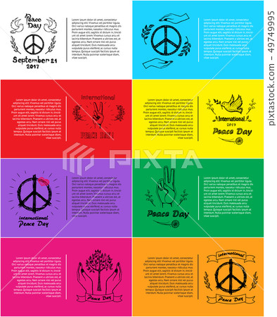 Set of Posters for International Peace Day Vector 49749995