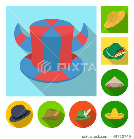 Vector design of hat and cap sign. Set of hat and model stock vector illustration. 49750749