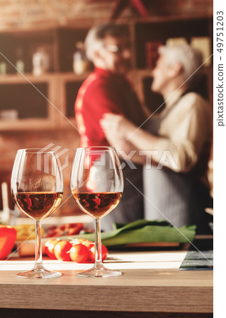 Senior couple in love dancing on their anniversary 49751203