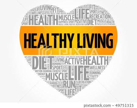 Healthy Living heart word cloud, fitness Healthy Living heart word cloud, fitness 49751315