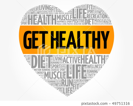 Get Healthy heart word cloud, fitness Get Healthy heart word cloud, fitness 49751316