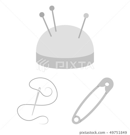 Vector illustration of pin and sewing icon. Collection of pin and sketch stock symbol for web. 49751849