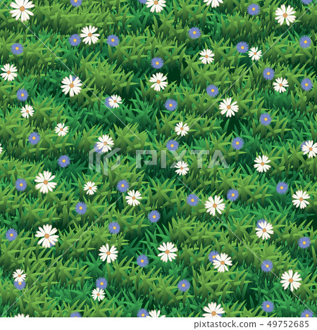 Seamless grass and flower vector texture. Green grass seamless pattern Seamless grass and flower vector texture. Green grass seamless pattern 49752685