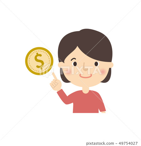 Woman: Girl Pointing Check Pose Money Dollar Foreign Currency Woman: Girl Pointing Check Pose Money Dollar Foreign Currency 49754027