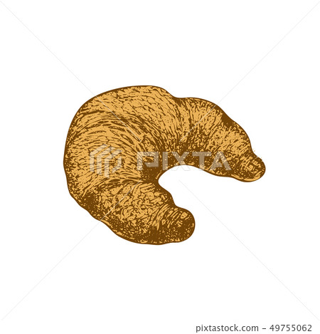 Isolated Colored Croissant in Hand Drawn Style Isolated Colored Croissant in Hand Drawn Style 49755062