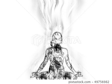 Silhouette of a woman to meditate Silhouette of a woman to meditate 49756982