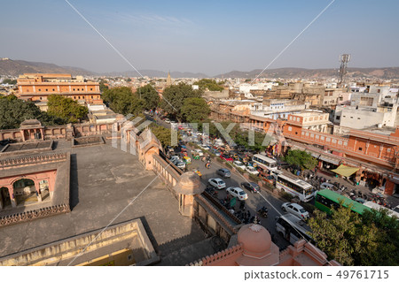 Urban scenery of Jaipur seen from Hawa Mahal Urban scenery of Jaipur seen from Hawa Mahal 49761715