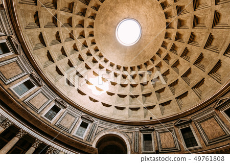 Rome, Italy. View Ceiling Inside Of Pantheon 49761808