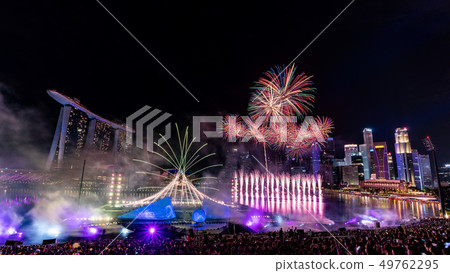 Night view and fireworks of Singapore Marina Bay Night view and fireworks of Singapore Marina Bay 49762295