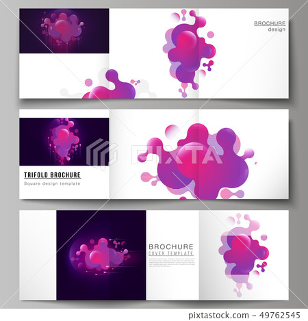 The black colored minimal vector layout. Modern creative covers design templates for trifold square The black colored minimal vector layout. Modern creative covers design templates for trifold square 49762545