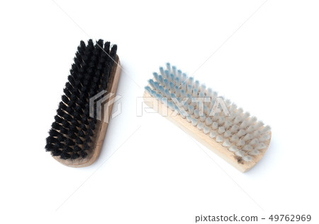 Old shoe brush isolated on white background Old shoe brush isolated on white background 49762969