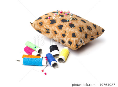 pin cushion with tiger pattern isolated on white pin cushion with tiger pattern isolated on white 49763027