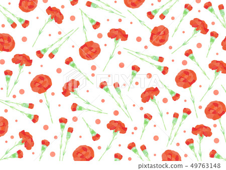 Carnation pattern with natural watercolor touch 49763148