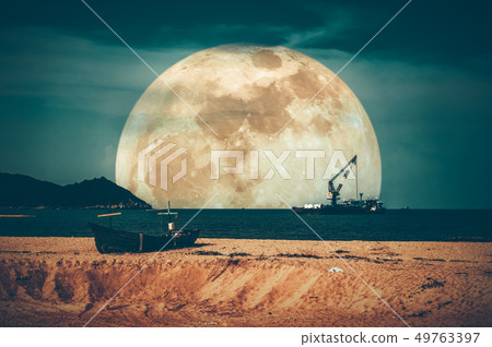 Photo Manipulation. Fishing boat parked on beach Photo Manipulation. Fishing boat parked on beach 49763397