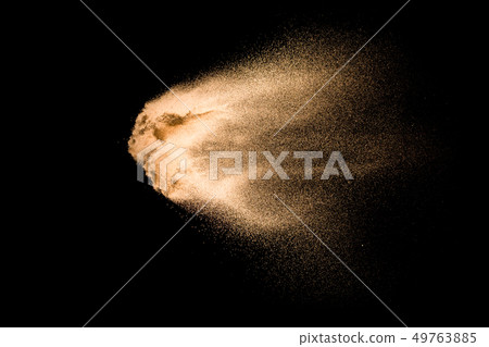 Sand explosion isolated on black background. 49763885