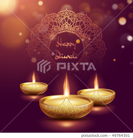 Happy diwali diya oil lamp template. Indian deepavali hindu festival of lights. EPS 10 Happy diwali diya oil lamp template. Indian deepavali hindu festival of lights. EPS 10 49764301