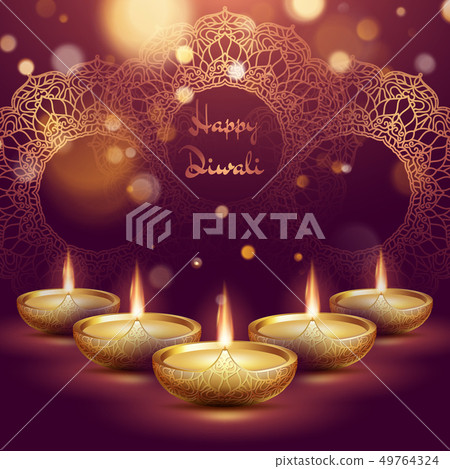 Happy diwali diya oil lamp template. Indian deepavali hindu festival of lights. EPS 10 Happy diwali diya oil lamp template. Indian deepavali hindu festival of lights. EPS 10 49764324