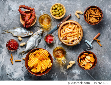 Assorted beer snacks Assorted beer snacks 49764609