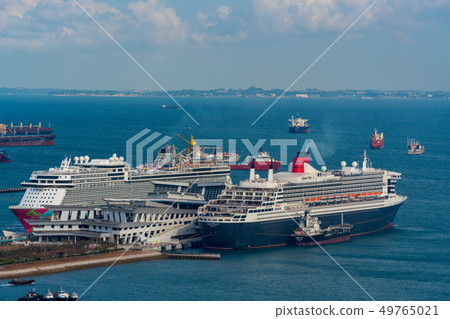 A luxury passenger ship at the harbor in Singapore Queen Mary 2 A luxury passenger ship at the harbor in Singapore Queen Mary 2 49765021