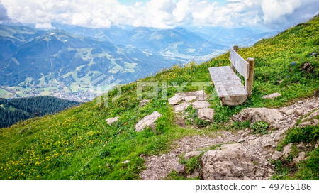 Recreational bench in the mountains with panorama 49765186