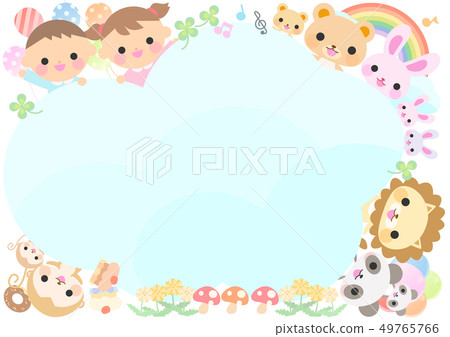 Animals and children frame - Stock Illustration [49765766] - PIXTA