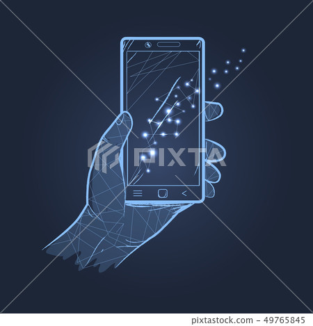 Hand Smartphone Dark Theme Vector Illustration Hand Smartphone Dark Theme Vector Illustration 49765845
