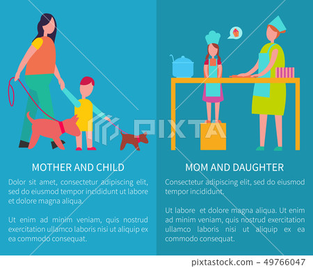 Mother and Daughter Cooking Isolated Illustration 49766047