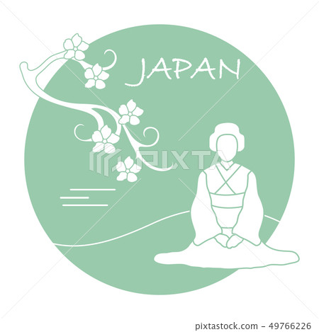 Branch of cherry blossoms and asian woman Branch of cherry blossoms and asian woman 49766226