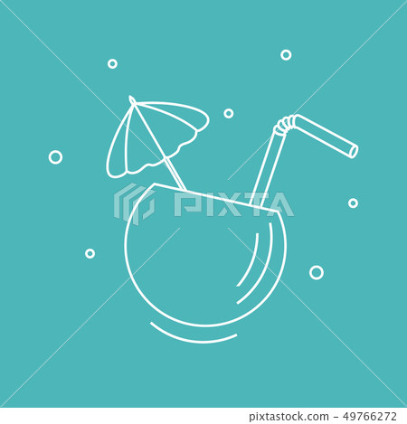 Stylized icon of the cocktail in half coconut, Stylized icon of the cocktail in half coconut, 49766272