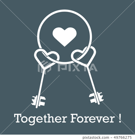 Keys in heart shape and the words together forever Keys in heart shape and the words together forever 49766275