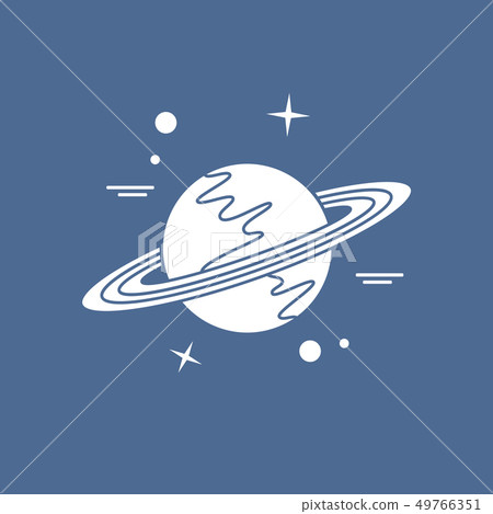 Vector icon planet Saturn with rings Astronomy. 49766351