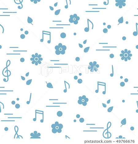 Seamless pattern of notes, flowers, leaves Seamless pattern of notes, flowers, leaves 49766676
