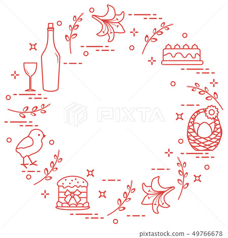 Different Easter symbols arranged in a circle: Different Easter symbols arranged in a circle: 49766678