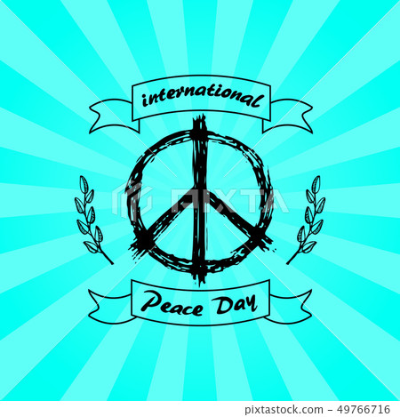 International Peace Day Logo with Hippie Sign Icon 49766716