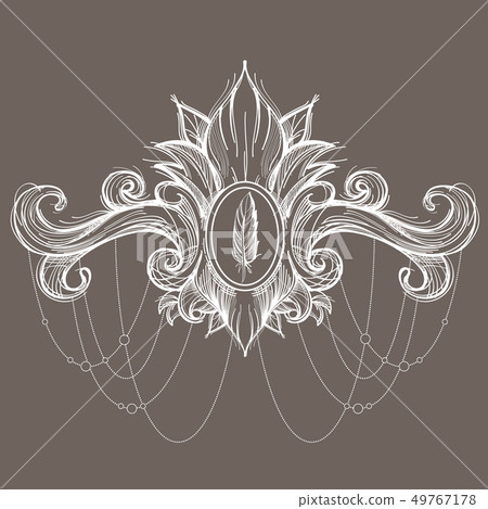 Decorative element in the style of Boho. Contour illustrations for the creation of tattoos, coloring 49767178