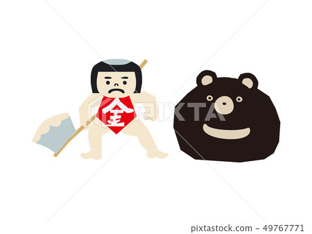 本賽季的形象。日本季節的例證。可能娃娃。兒童節的插圖素材。金太郎。坂田金 49767771