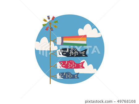 本賽季的形象。鯉魚旗。日本季節的例證。兒童節的插圖素材。 本賽季的形象。鯉魚旗。日本季節的例證。兒童節的插圖素材。 49768108