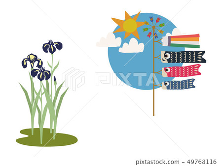 本賽季的形象。鯉魚旗。日本季節的例證。兒童節的插圖素材。 49768116