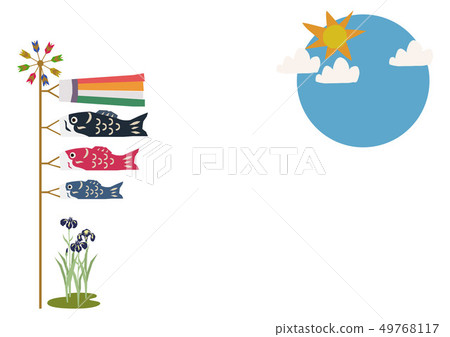 本賽季的形象。鯉魚旗。日本季節的例證。兒童節的插圖素材。 本賽季的形象。鯉魚旗。日本季節的例證。兒童節的插圖素材。 49768117