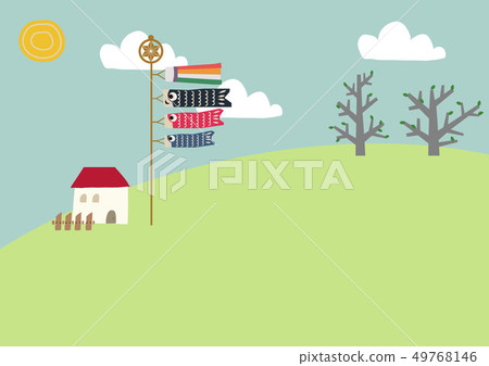 The image of the season of the season. carp streamer. Illustration of the Japanese season. Illustration material of children's day. The image of the season of the season. carp streamer. Illustration of the Japanese season. Illustration material of children's day. 49768146